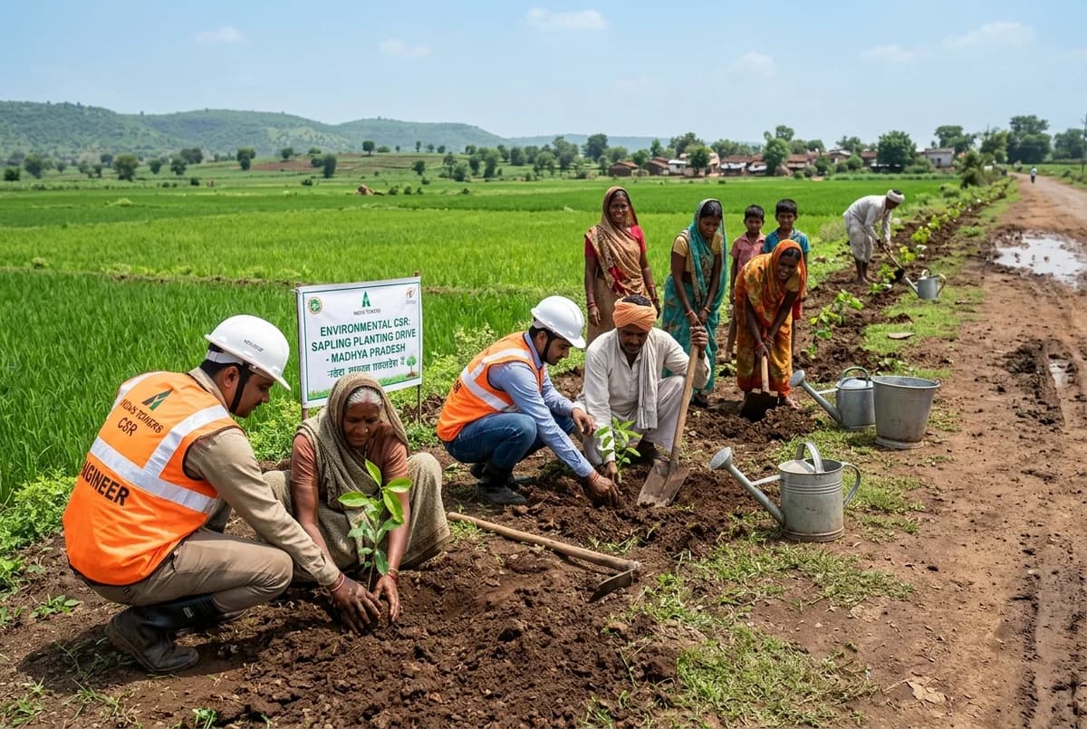 Environmental sapling plantation drive near telecom perimeter in MP