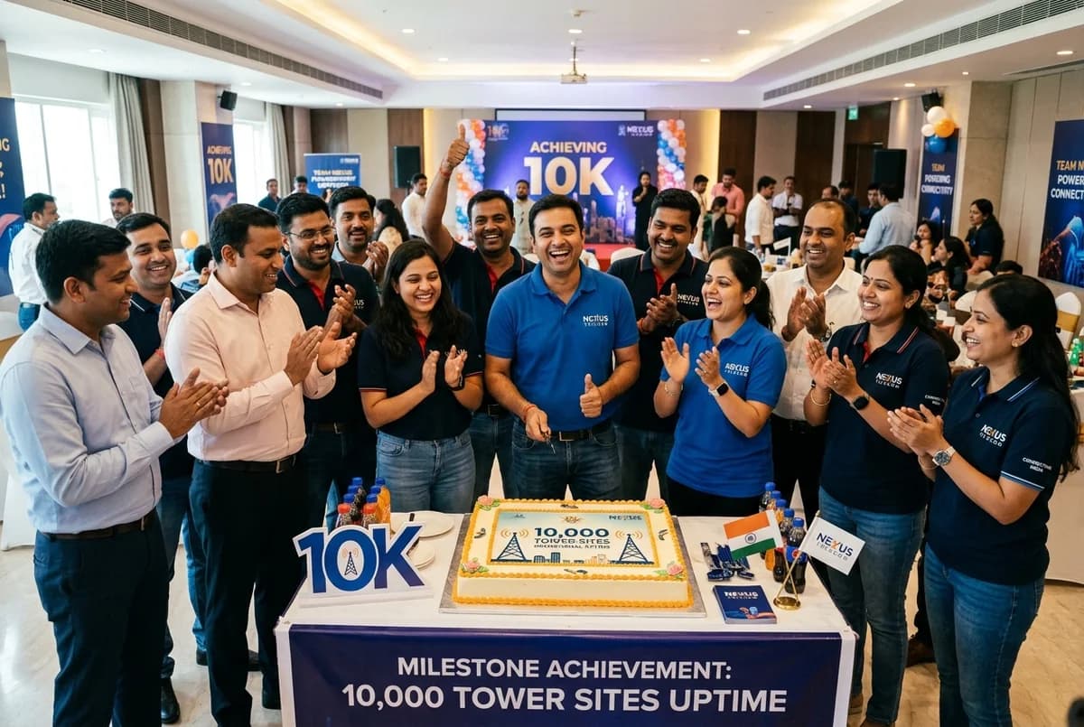 10,000 tower sites uptime achievement celebration with team